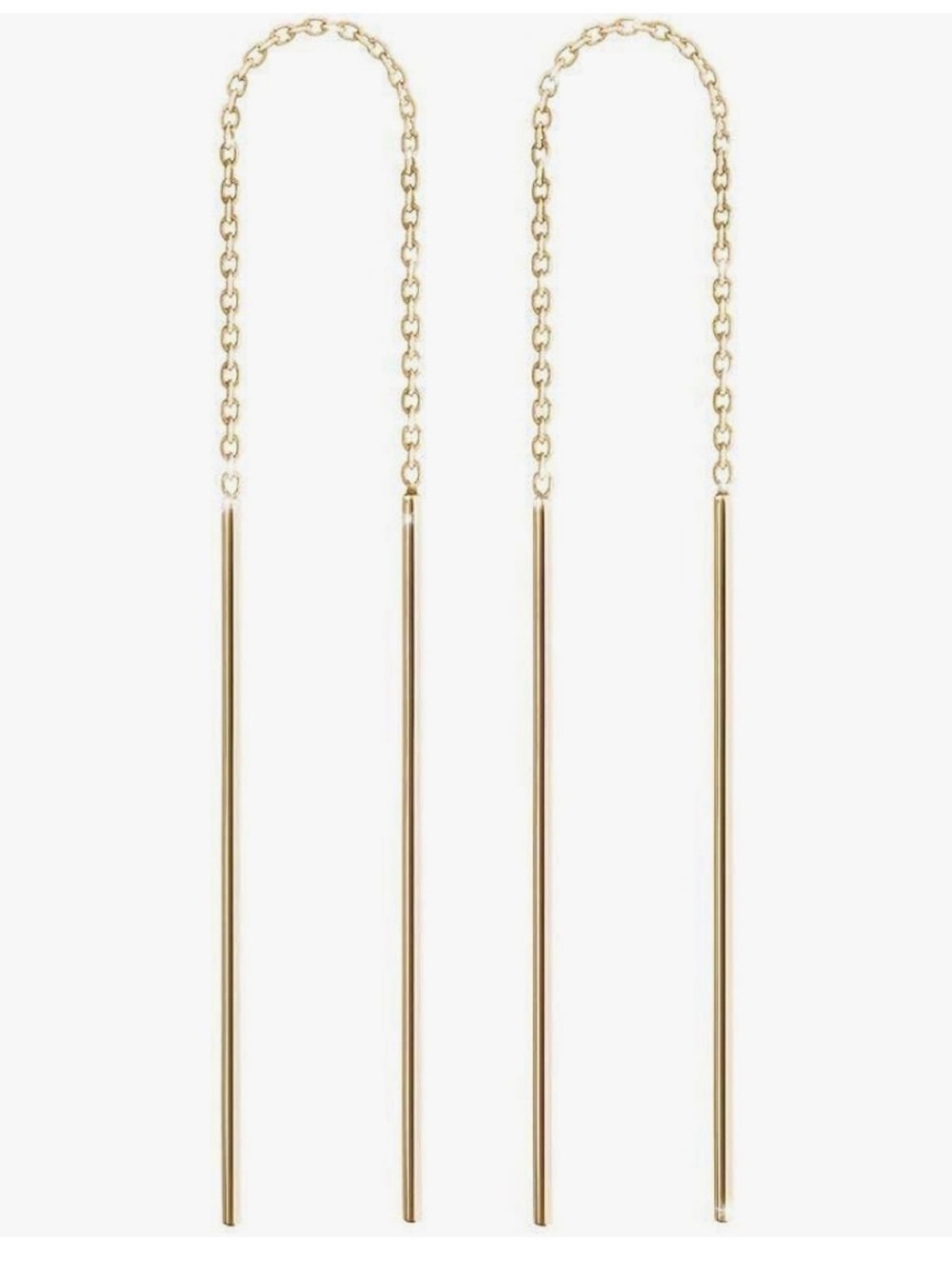 14k Yellow Gold Threader Drop Earrings Fine Jewelry | Celebrity Stylist Curated
